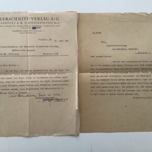 Querschnitt-Verlag -   2 maschinengeschriebene Briefe an bzw. vom Querschnitt-Verlag.