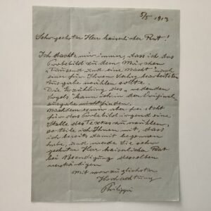 Autograph -   Philippi, Robert. Painter and grahic artist (1877-1959). -  Autograph letter, signed. n.p. 5.V.1913.