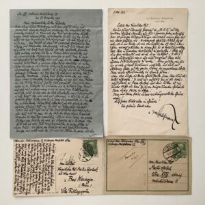 Auitograph -   Schließmann, Hans. Draftsman and caricaturist. /1852-1920). -  2 autograph letters, signed, and 2 autograph posstcards, signed. Vienna, 1911 to 1915.