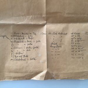 Fahringer, Carl (1874-1952), Maler, Graphiker und Illustrator. -  Packpapierausschnitt mit eigenhändiger Unterschrift und eh. Werkverzeichnis.