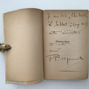 li - Dedication copy - Marinetti, F.T. - Destruction. Poemes Lyriques.