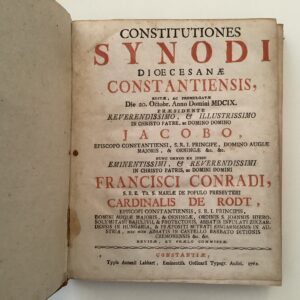 Theologie - Constitutiones: - Synodi dioecesanae Constantiensis Die 20.