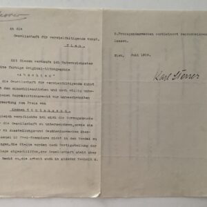 Autograph -   Sterrer, Karl. Painter (1885-1972). -  4 Typewritten contracts, signed and one autograph business-card. Vienna 1918 to 1926.