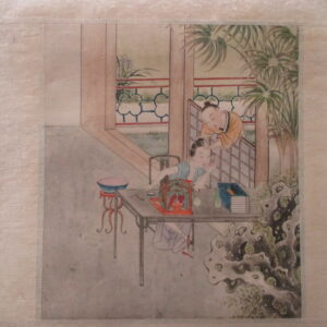 Érotisme -   Collection of 7 coloured paintings mounted on silk.