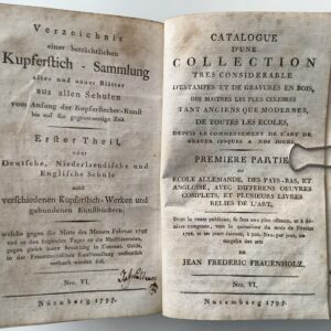 Frauenholz, Jean Frederic. -  Catalogue d'une collection tres considerable d'estampes et de gravurés en bois.