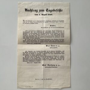 Streffleur - Graf Latour - Graf Auersperg. -  Nachtrag zum Tagsbefhele vom 7. August 1848.