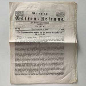 TERSTJANSKY, Carl von [TERZKY]. -  Wiener Gassen-Zeitung. Zur Belehrung des Volkes.