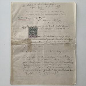 Autograph -   Schmid, Julius. Painter and Craftsman. (1854-1935). -  Autograph contract, signed. N.p. (April 1897).
