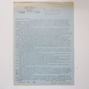 Laszlo, Carl -  Maschinengeschriebener Brief mit eigenhändiger Unterschrift.